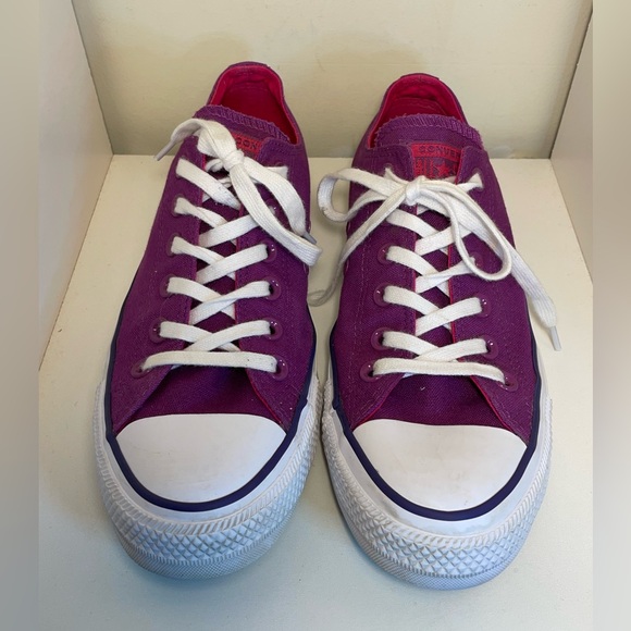 Converse Chuck Taylor Low Custom Violet Pink White Sneakers Size Women 8/Mens 6 - Picture 1 of 12